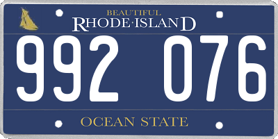 RI license plate 992076