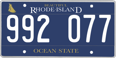 RI license plate 992077