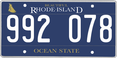 RI license plate 992078