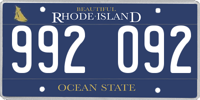 RI license plate 992092