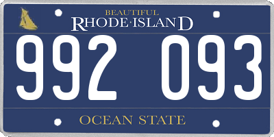 RI license plate 992093