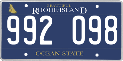 RI license plate 992098