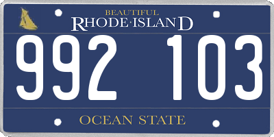 RI license plate 992103