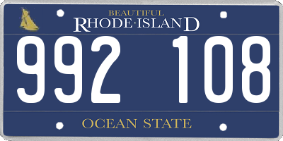 RI license plate 992108