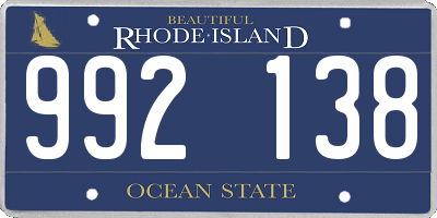 RI license plate 992138