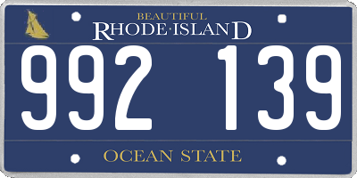 RI license plate 992139