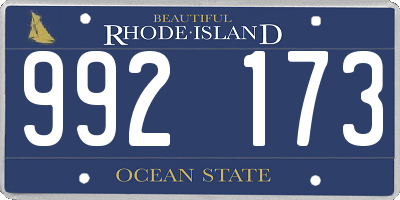 RI license plate 992173