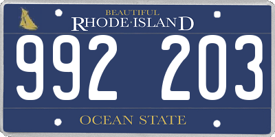 RI license plate 992203