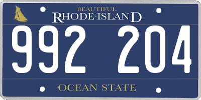 RI license plate 992204
