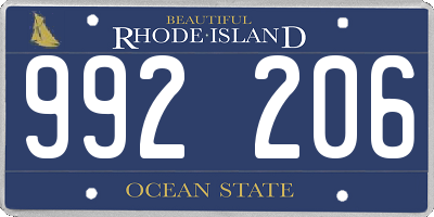 RI license plate 992206