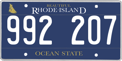 RI license plate 992207