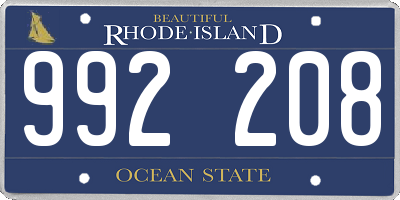 RI license plate 992208