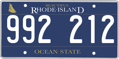 RI license plate 992212