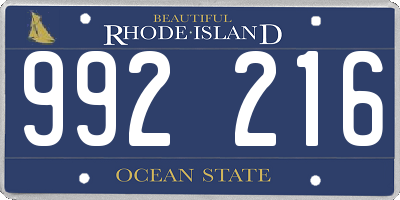 RI license plate 992216