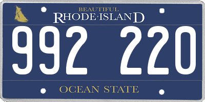 RI license plate 992220