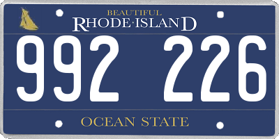 RI license plate 992226