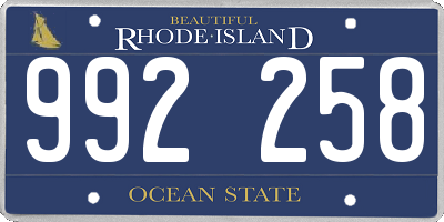 RI license plate 992258