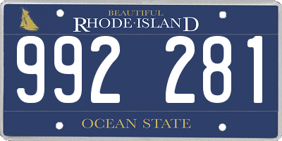 RI license plate 992281