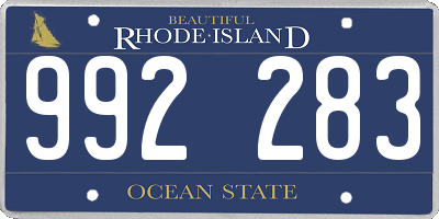 RI license plate 992283