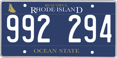 RI license plate 992294