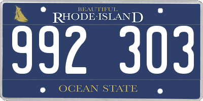 RI license plate 992303