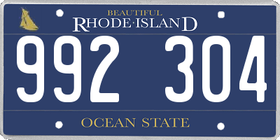 RI license plate 992304