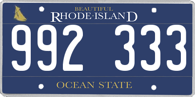 RI license plate 992333