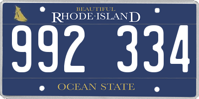 RI license plate 992334