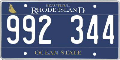 RI license plate 992344