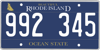 RI license plate 992345