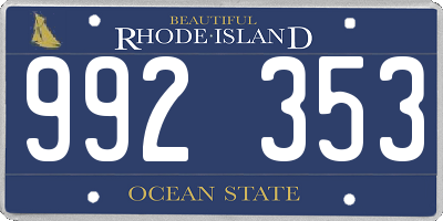 RI license plate 992353