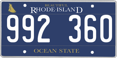RI license plate 992360