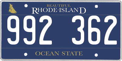 RI license plate 992362