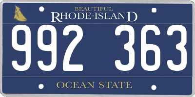 RI license plate 992363