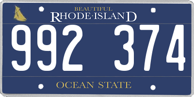 RI license plate 992374