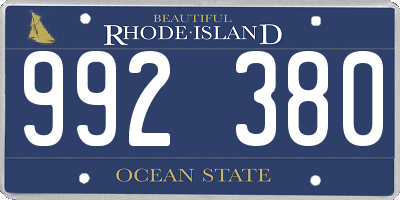 RI license plate 992380