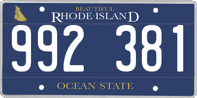 RI license plate 992381