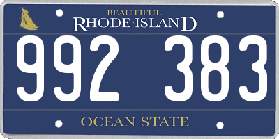 RI license plate 992383