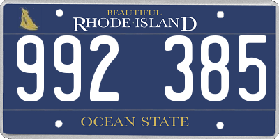 RI license plate 992385