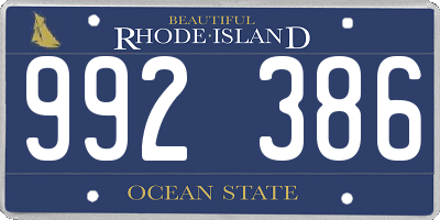 RI license plate 992386