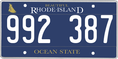 RI license plate 992387