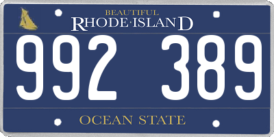 RI license plate 992389