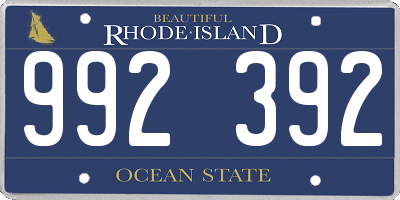 RI license plate 992392