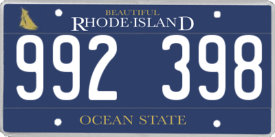 RI license plate 992398