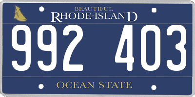 RI license plate 992403