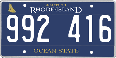 RI license plate 992416