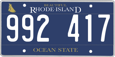 RI license plate 992417