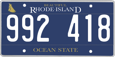 RI license plate 992418