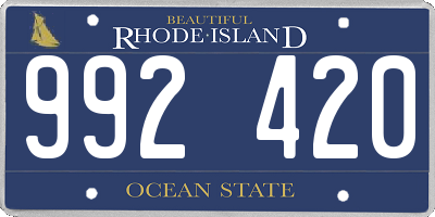 RI license plate 992420