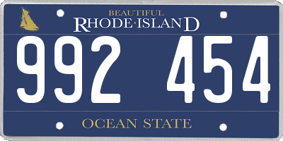 RI license plate 992454